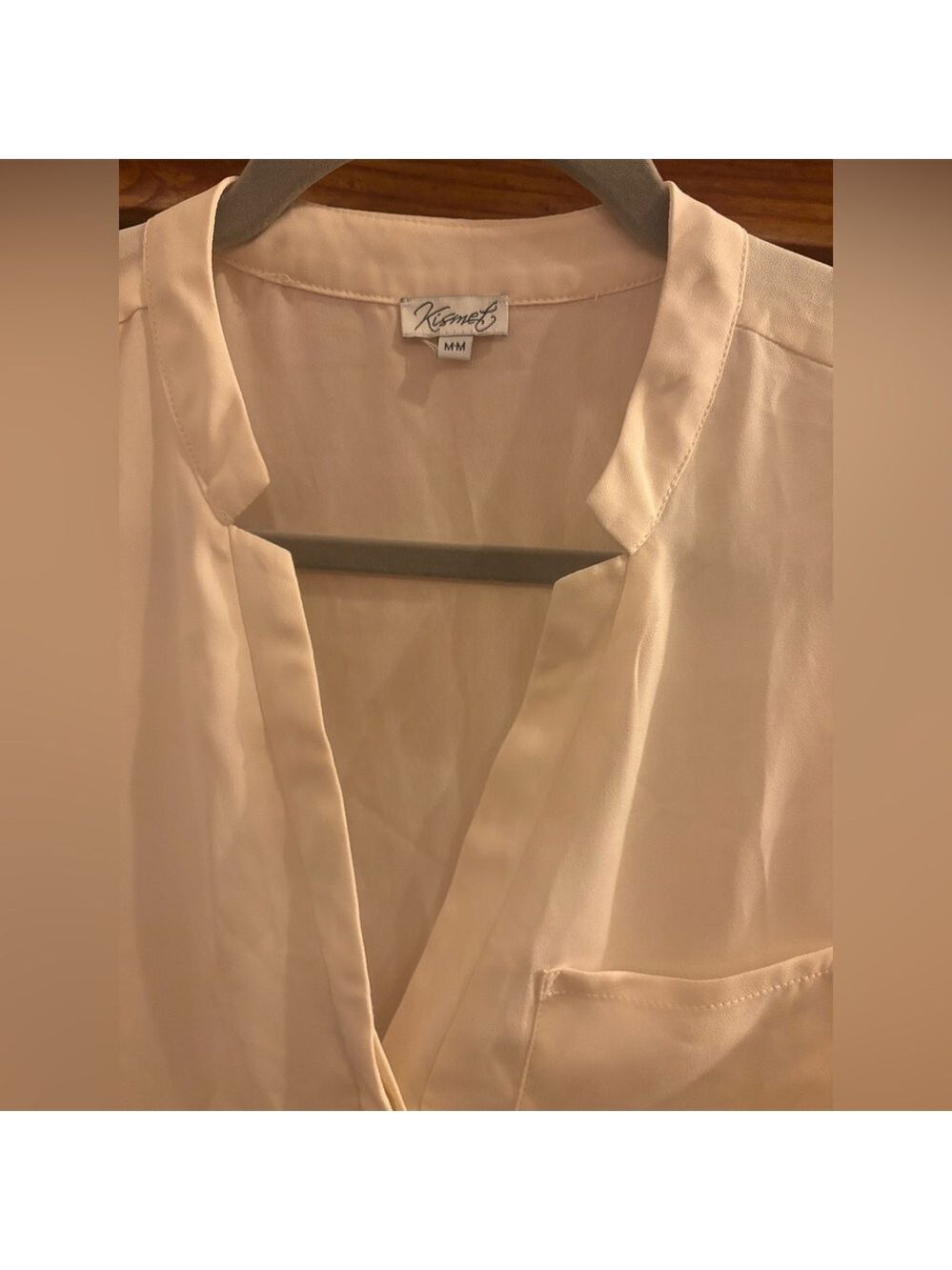 KISMET White Sleeveless Shirt Womens Medium Polyester with Slits on Each Side - Picture 6 of 11